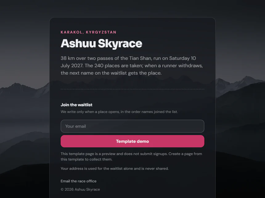 Ashuu Skyrace — Race Waitlist