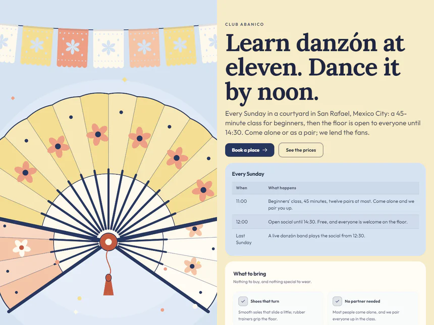 Club Abanico — Sunday dance class bookings