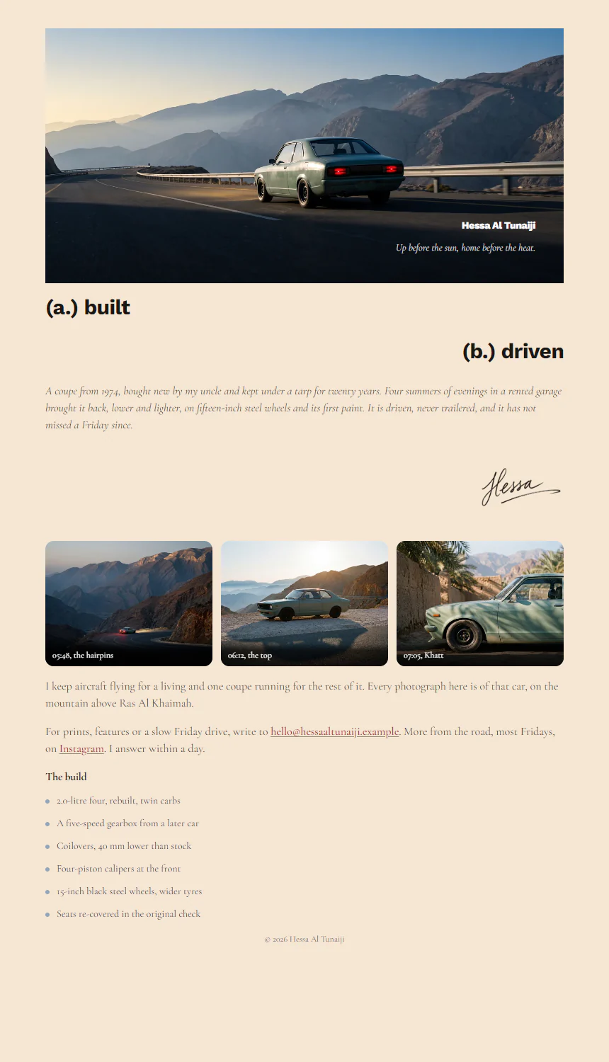 Hessa Al Tunaiji — Car photographer's portfolio