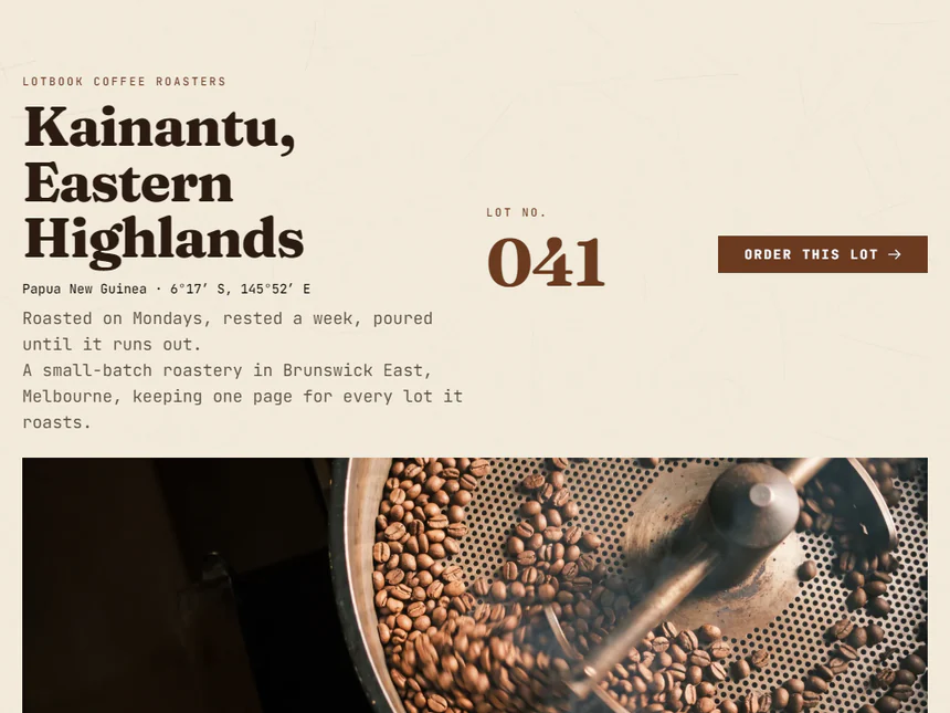 Lotbook Coffee Roasters — Roastery monthly bean sheet