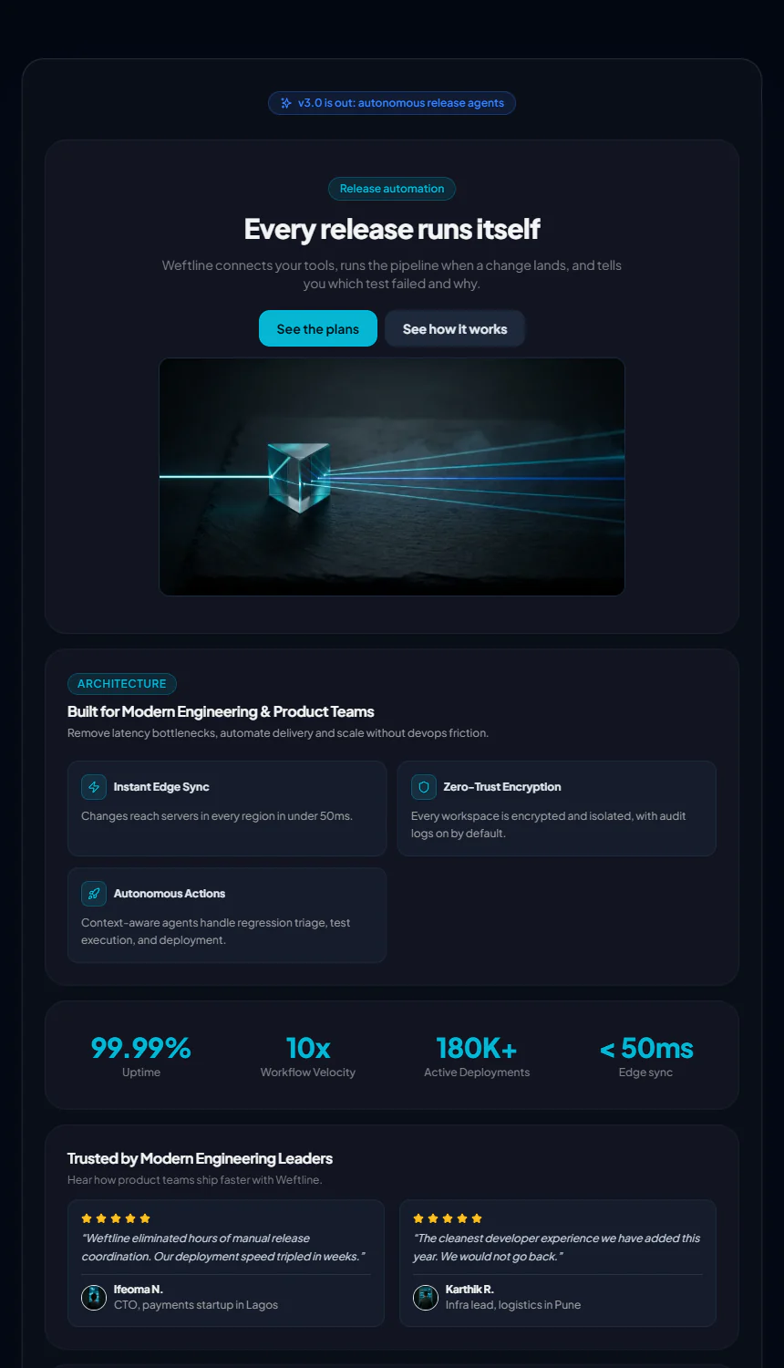 Weftline — SaaS Launch Page