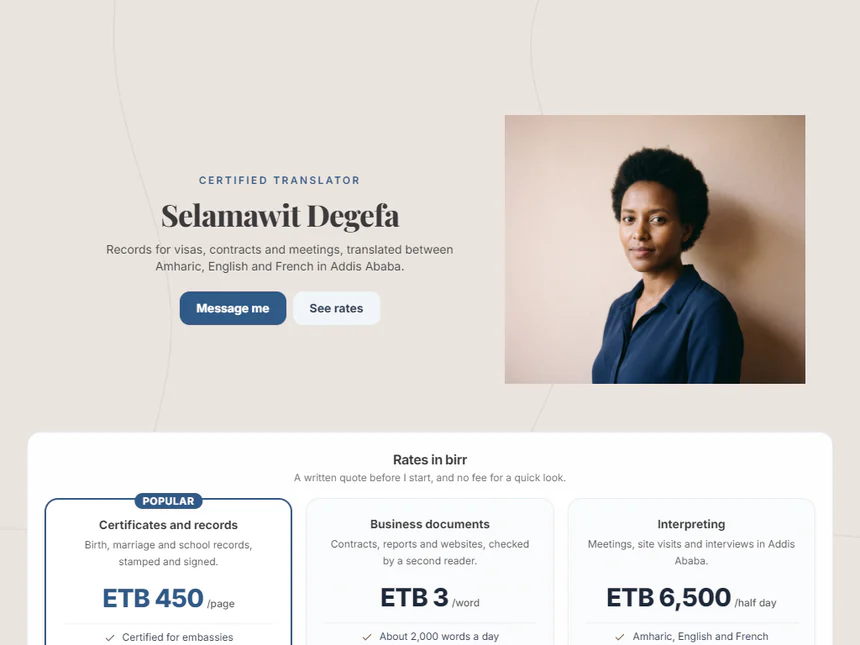 Selamawit Degefa — Translator